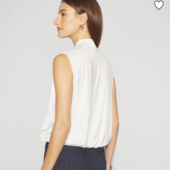 White House Black Market Ivory Tie-Neck Blouse - Picture 3 of 4